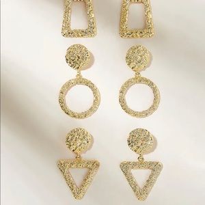 Textured Round Open Geometric Drop Earrings